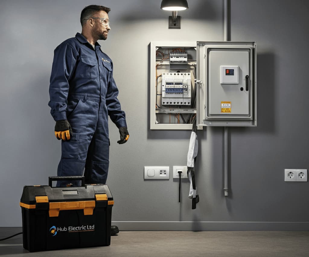 Modern home interior showcasing safe electrical fixtures by Hub Electric Ltd.